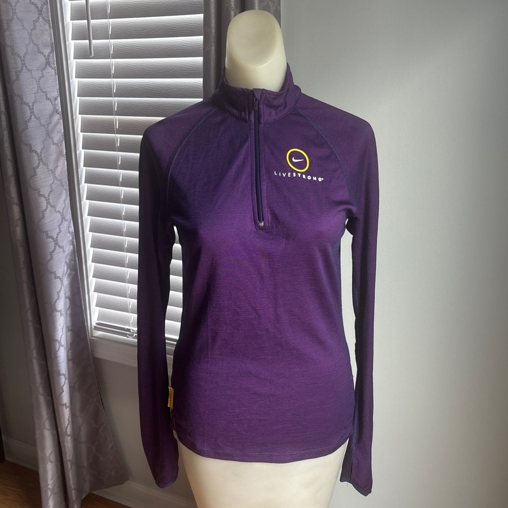 Women's Purple NIKE LiveStrong Dri-Fit Quarter-Zip Top Size Small Athleisure